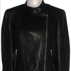 DONNA KARAN Black Moto/Biker Leather Jacket NWT